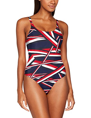 Tommy Hilfiger Iconic High Cut Bathing Suit baño, Azul (Global STP Blue), 10 (Talla del Fabricante: 38) para Mujer