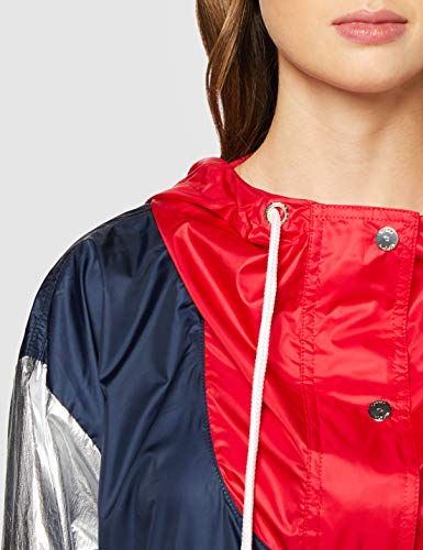 Tommy Hilfiger Indi Packable Windbreaker Chaqueta, Azul (Peacoat Multi 443), Small (Talla del Fabricante: S-M) para Mujer