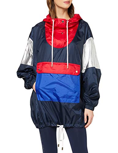 Tommy Hilfiger Indi Packable Windbreaker Chaqueta, Azul (Peacoat Multi 443), Small (Talla del Fabricante: S-M) para Mujer