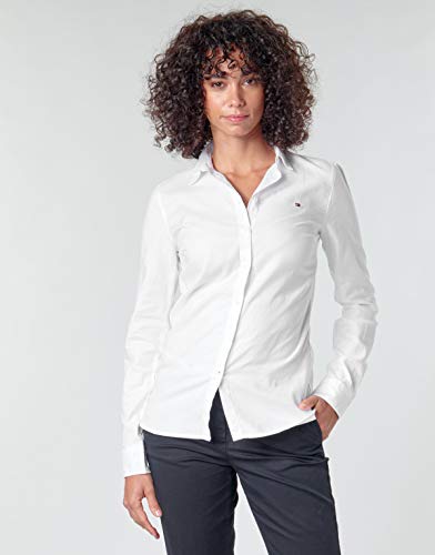 Tommy Hilfiger Jenna Shirt LS Camisa Regular fit, Blanco (Classic White), 38 (talla fabricante: 8) para Mujer