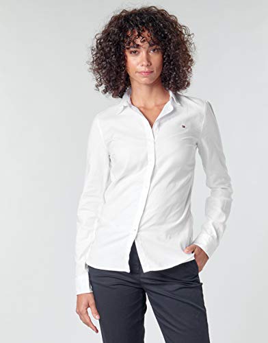 Tommy Hilfiger Jenna Shirt LS Camisa Regular fit, Blanco (Classic White), 42 (talla fabricante: 12) para Mujer
