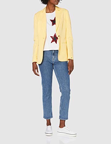 Tommy Hilfiger Linen Tencel SB Blazer Chaqueta de Traje, Amarillo (Sunray Zfb), 38 para Mujer