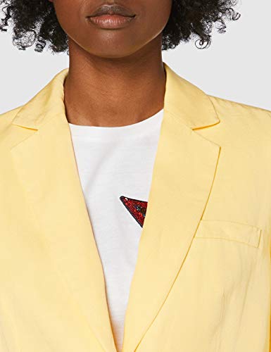 Tommy Hilfiger Linen Tencel SB Blazer Chaqueta de Traje, Amarillo (Sunray Zfb), 38 para Mujer