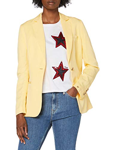 Tommy Hilfiger Linen Tencel SB Blazer Chaqueta de Traje, Amarillo (Sunray Zfb), 38 para Mujer