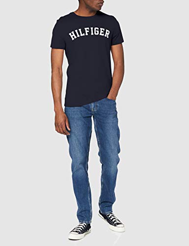 Tommy Hilfiger Logo Camiseta de Cuello Redondo,Perfecta para El Tiempo Libre, Azul (Navy Blazer), S para Hombre