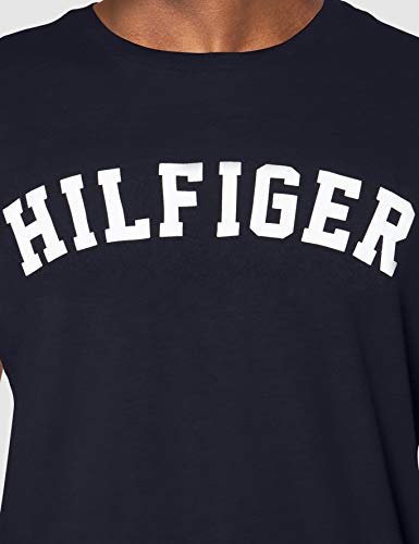 Tommy Hilfiger Logo Camiseta de Cuello Redondo,Perfecta para El Tiempo Libre, Azul (Navy Blazer), S para Hombre