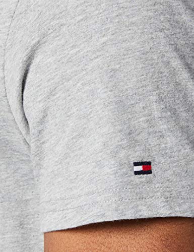 Tommy Hilfiger Logo Camiseta de Cuello Redondo,Perfecta para El Tiempo Libre, Gris (Grey Heather), XL para Hombre
