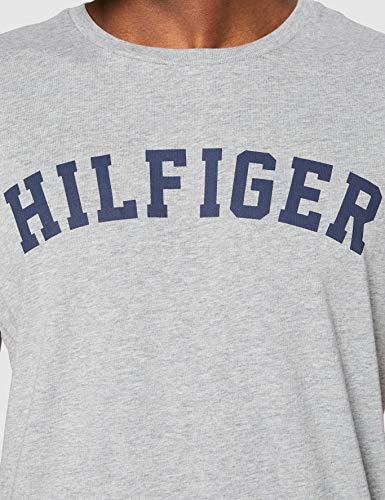 Tommy Hilfiger Logo Camiseta de Cuello Redondo,Perfecta para El Tiempo Libre, Gris (Grey Heather), XL para Hombre