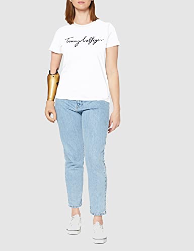 Tommy Hilfiger Mujer Heritage Crew Neck Graphic Tee Camiseta Not Applicable, Blanco (Classic White 100), XX-Small