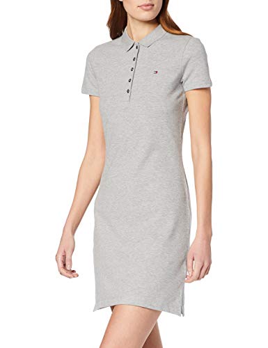 Tommy Hilfiger New Chiara Str Pq Polo Dress SS Vestido, Gris (Light Grey Htr 039), Medium (Talla del Fabricante: MD) para Mujer
