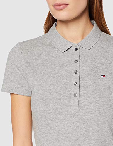Tommy Hilfiger New Chiara Str Pq Polo Dress SS Vestido, Gris (Light Grey Htr 039), X-Large para Mujer
