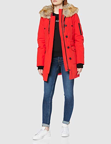 Tommy Hilfiger Olivia MW Down Hoode Abrigo, Rojo (Flame Scarlet), Medium para Mujer
