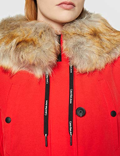 Tommy Hilfiger Olivia MW Down Hoode Abrigo, Rojo (Flame Scarlet), Medium para Mujer