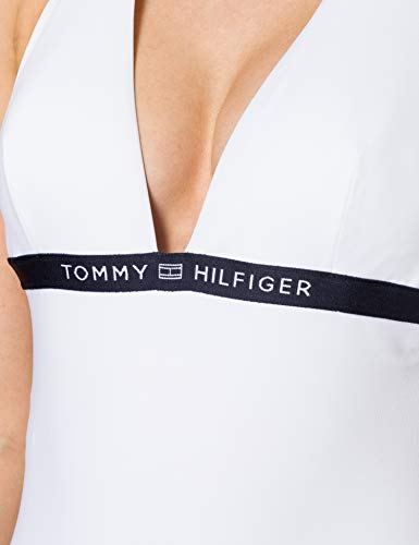 Tommy Hilfiger One-Piece Halter Parte Superior de Bikini, Blanco, S para Mujer