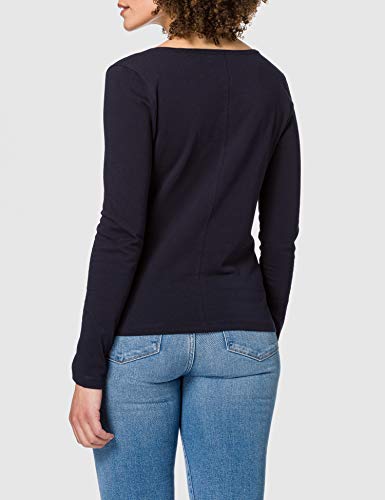 Tommy Hilfiger Regular Classic V-NK Top LS Camiseta sin Mangas para bebés y niños pequeños, Azul, S para Mujer