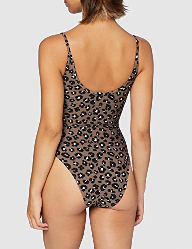 Tommy Hilfiger Scoop Back One Piece-Print Traje de baño de una Sola Pieza, Stephen Leopardo Neutro, S Unisex Adulto