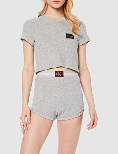 Tommy Hilfiger S/S Crew Neck Camiseta, Gris (Grey Heather 020), S para Mujer