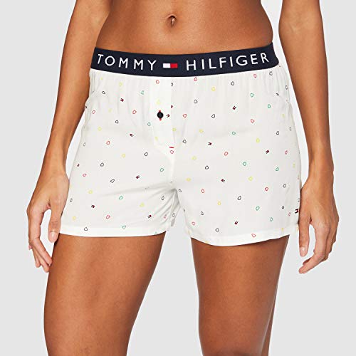 Tommy Hilfiger SS Short Set Print, 0W8 Juego de Pijama, Amarillo neón/Blanco, L para Mujer