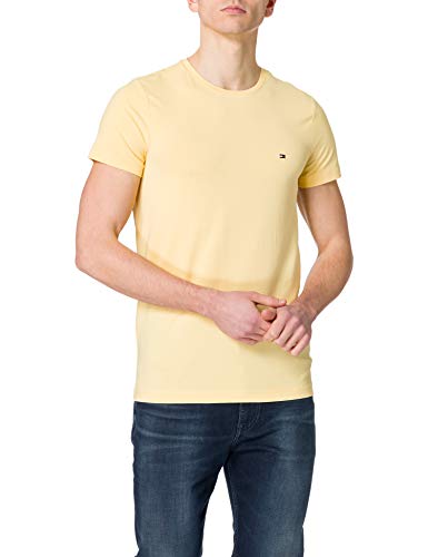 Tommy Hilfiger Stretch Slim FIT tee Camiseta, Amarillo Delicado, M para Hombre