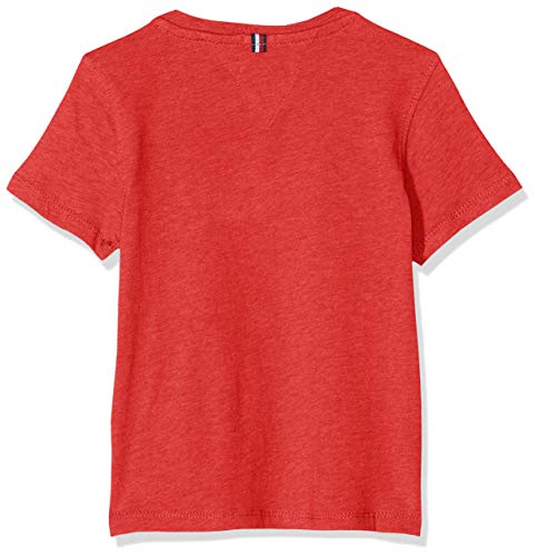 Tommy Hilfiger T Camiseta Básica de Manga Corta, Rojo (Apple Red Heather), 176 (Talla del Fabricante: 16) para Niños
