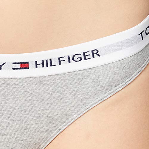 Tommy Hilfiger Tanga de Algodón Cintura elástica con el Logo, Gris (Grey Heather), XS para Mujer