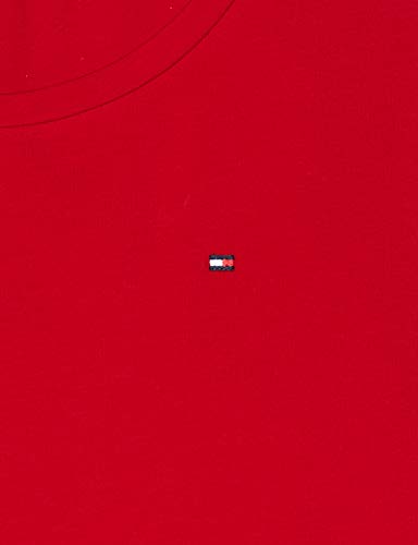 Tommy Hilfiger TH ESS SLD Round-nk Top 1/2 Slv Camisa, Rojo (Primary Red), S para Mujer