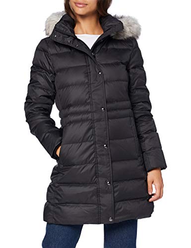 Tommy Hilfiger TH ESS Tyra Down Coat with Fur Chaqueta, Black, L para Mujer