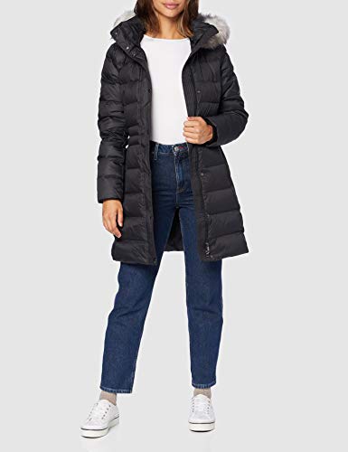 Tommy Hilfiger TH ESS Tyra Down Coat with Fur Chaqueta, Black, M para Mujer