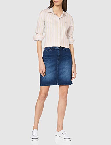 Tommy Hilfiger TH Essential Shirt LS W1 Camisa, Rosa (Bitonal STP/Pale Pink 03c), 90 (Talla del Fabricante: 34) para Mujer