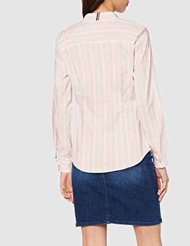 Tommy Hilfiger TH Essential Shirt LS W1 Camisa, Rosa (Bitonal STP/Pale Pink 03c), 90 (Talla del Fabricante: 34) para Mujer