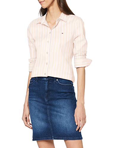 Tommy Hilfiger TH Essential Shirt LS W1 Camisa, Rosa (Bitonal STP/Pale Pink 03c), 90 (Talla del Fabricante: 34) para Mujer