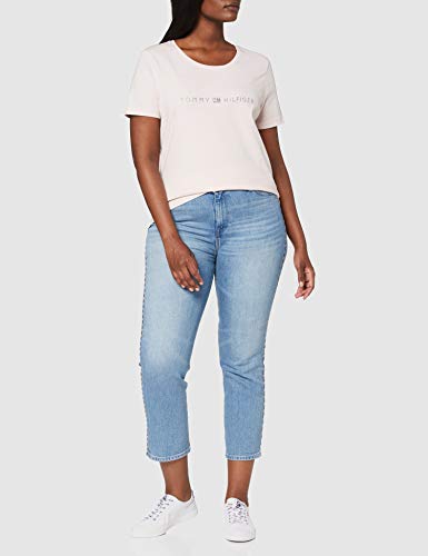 Tommy Hilfiger Tiara Regular Round-nk tee SS Camiseta, Rosa (Pale Pink Tjp), 42 (Talla del Fabricante: X-Large) para Mujer