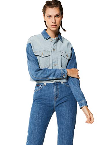 Tommy Hilfiger Tjw Cropped Trucker Chaqueta vaquera, Azul (TJ DENIM COLORBLOCK 1A4), Large para Mujer