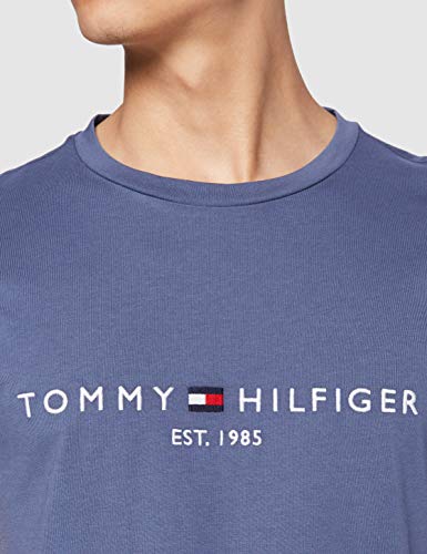 Tommy Hilfiger Tommy Logo tee Camiseta Deporte, Faded Indigo, Large para Hombre