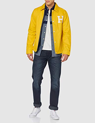 Tommy Hilfiger Varsity Coach Chaqueta, Amarillo (Spectra Yellow), Medium para Hombre