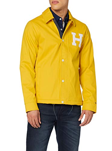 Tommy Hilfiger Varsity Coach Chaqueta, Amarillo (Spectra Yellow), Medium para Hombre
