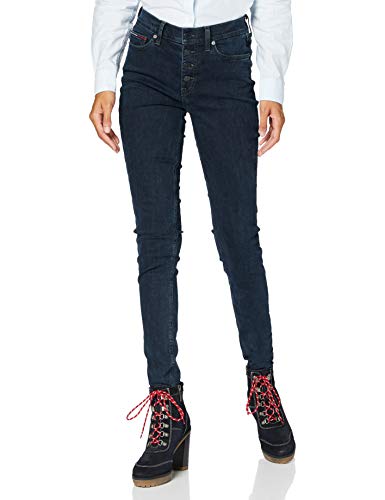 Tommy Jeans Mujer Nora Mr Skny Btn Fly Lmdbst Pantalones, Azul (Lemon Dark Blau Stretch), W28 / L34