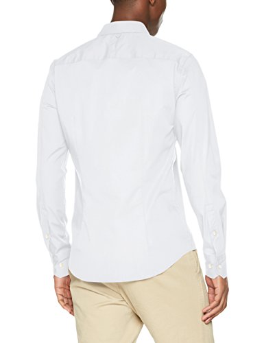 Tommy Jeans Original Stretch Camisa, Blanco (Classic White 100), Large para Hombre
