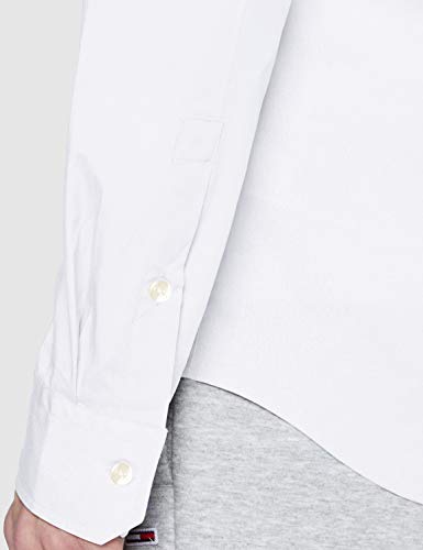 Tommy Jeans Original Stretch Camisa, Blanco (Classic White 100), Large para Hombre
