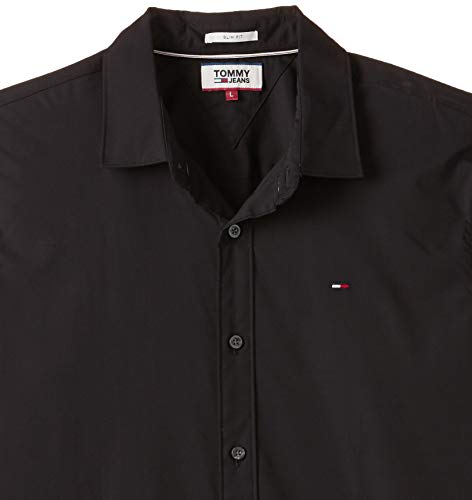 Tommy Jeans Original Stretch Camisa, Negro (Tommy Black 078), Large para Hombre
