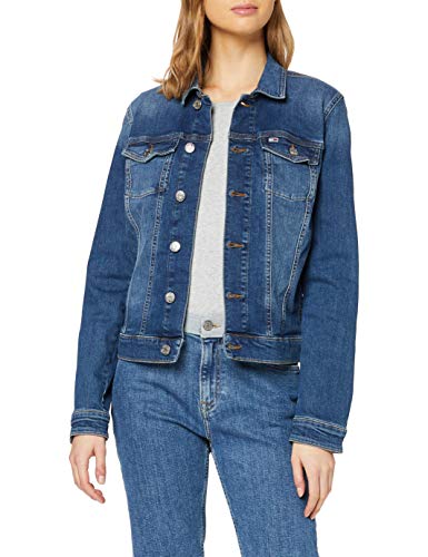 Tommy Jeans Slim Trucker Jacket Ady Chaqueta, Azul (Audrey Mid Bl Str 1a5), 32 (Talla del Fabricante: XX-Small) para Mujer