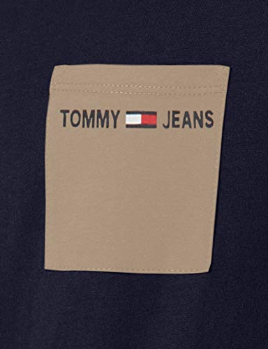Tommy Jeans TJM Contrast Pocket tee Camiseta, Azul (Twilight Navy C87), Large para Hombre
