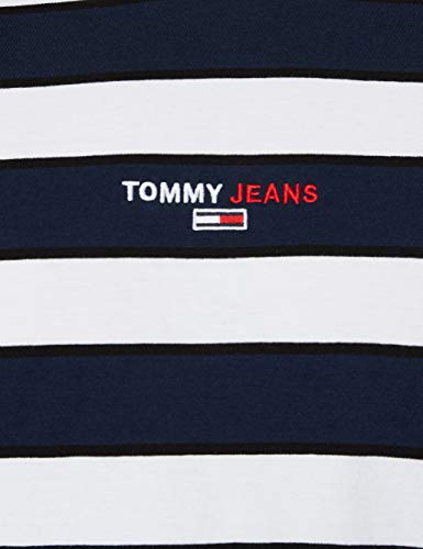 Tommy Jeans TJM Small Text Stripe tee Camisa, Azul Marino (Twilight Navy), M para Hombre