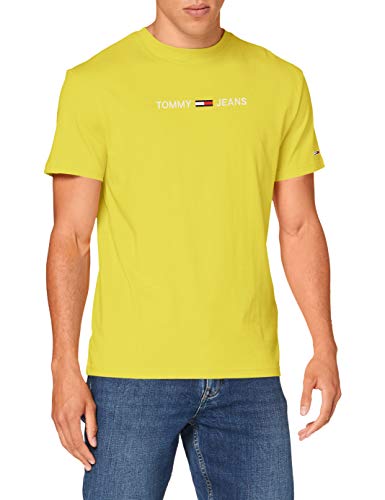 Tommy Jeans TJM Straight Logo tee Camisa, Amarillo Valle, M para Hombre