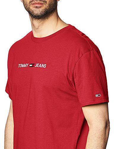 Tommy Jeans TJM Straight Logo tee Camisa, Rojo Vino, M para Hombre