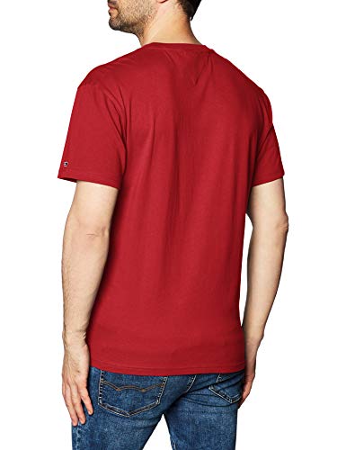 Tommy Jeans TJM Straight Logo tee Camisa, Rojo Vino, M para Hombre