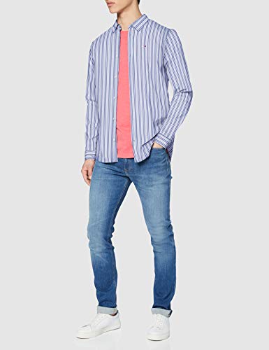 Tommy Jeans TJM Stripe Stretch Poplin Shirt Camisa, Azul (Twilight Navy/Multi), XX-Large para Hombre