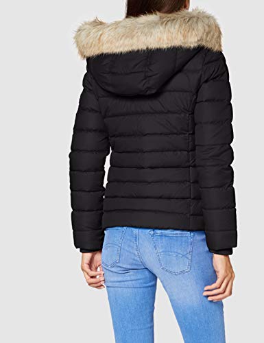 Tommy Jeans Tjw Basic Hooded Down Jacket Chaqueta, Negro (Black), L para Mujer