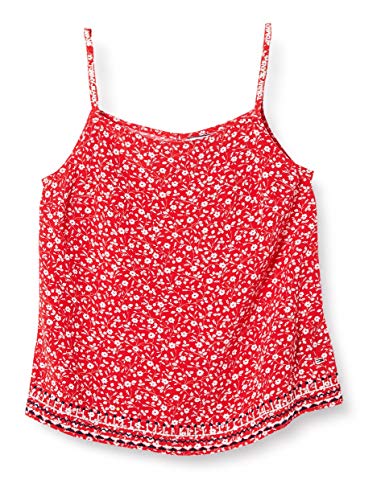 Tommy Jeans Tjw Embroidery Strap Top Blusa, Rojo (Floral Print/Deep Crimson 0k3), 36 (Talla del Fabricante: Small) para Mujer