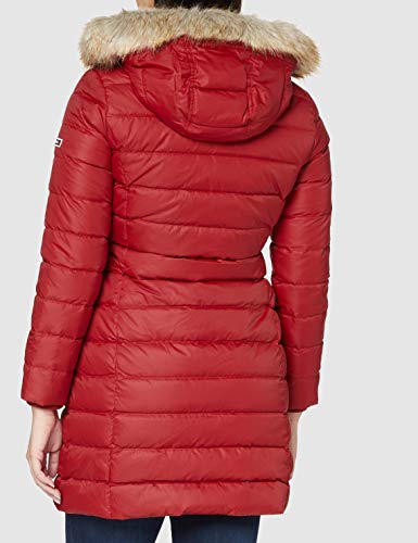 Tommy Jeans TJW Essential Hooded Down Coat Chaqueta, Rojo Vino, S para Mujer